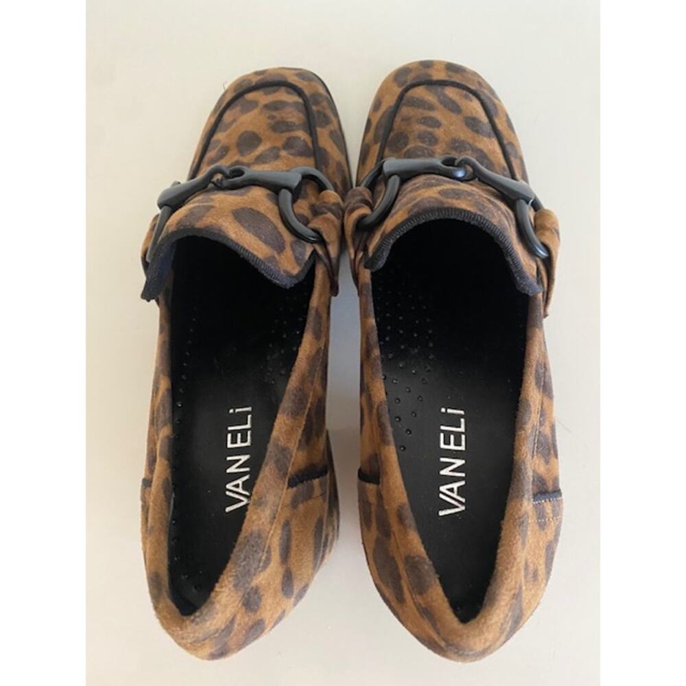 Vaneli Alroy Buckle Block Heel‎ Loafers Leopard Print Suede 2" Heel Women's 5.5M - Picture 8 of 12